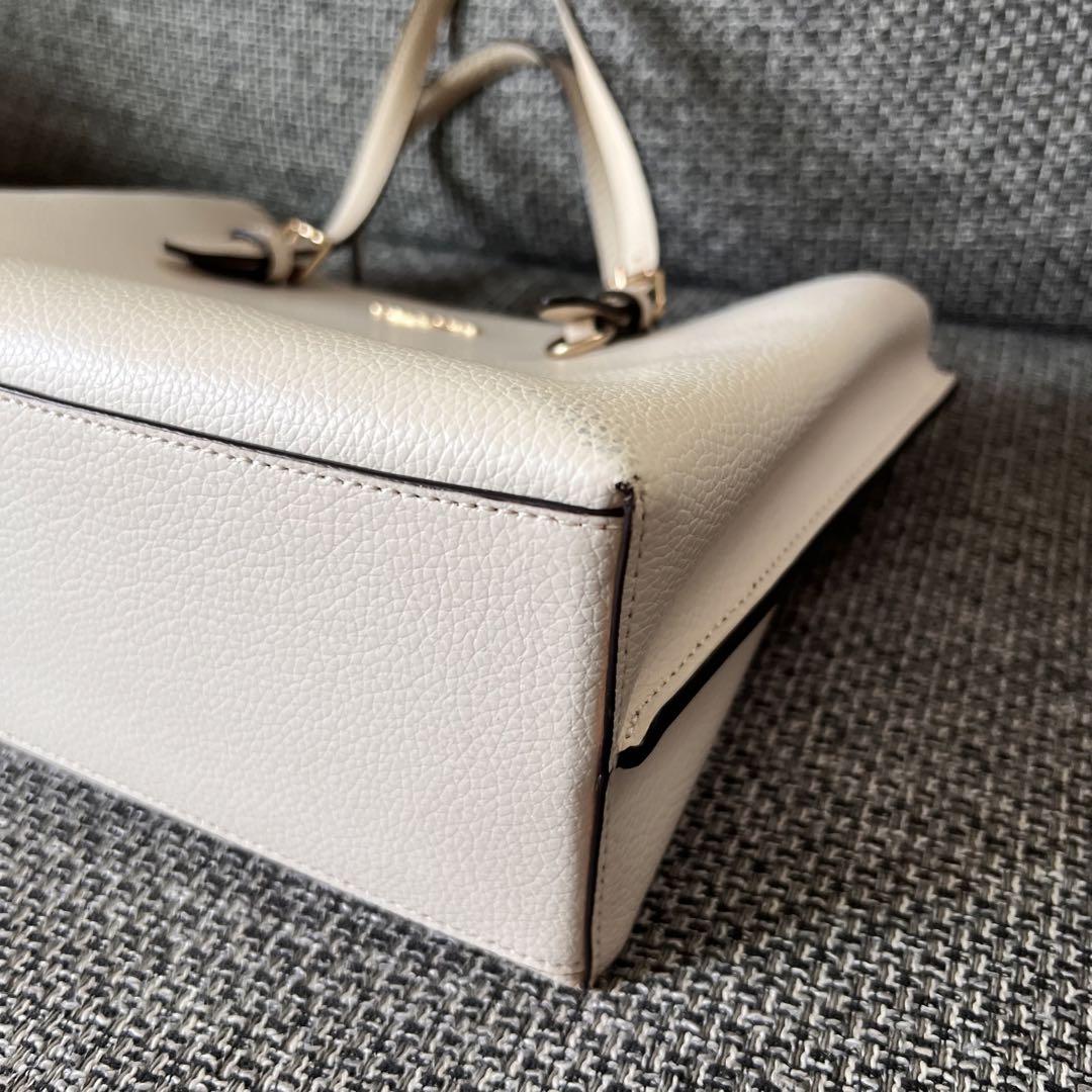 美品 COACH モリー トート ハンドバッグ ホワイト レザー