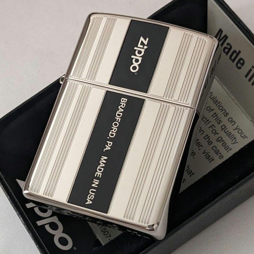 zippo✧ブラックライン　ニッケル　新品　送料無料　ジッポ
