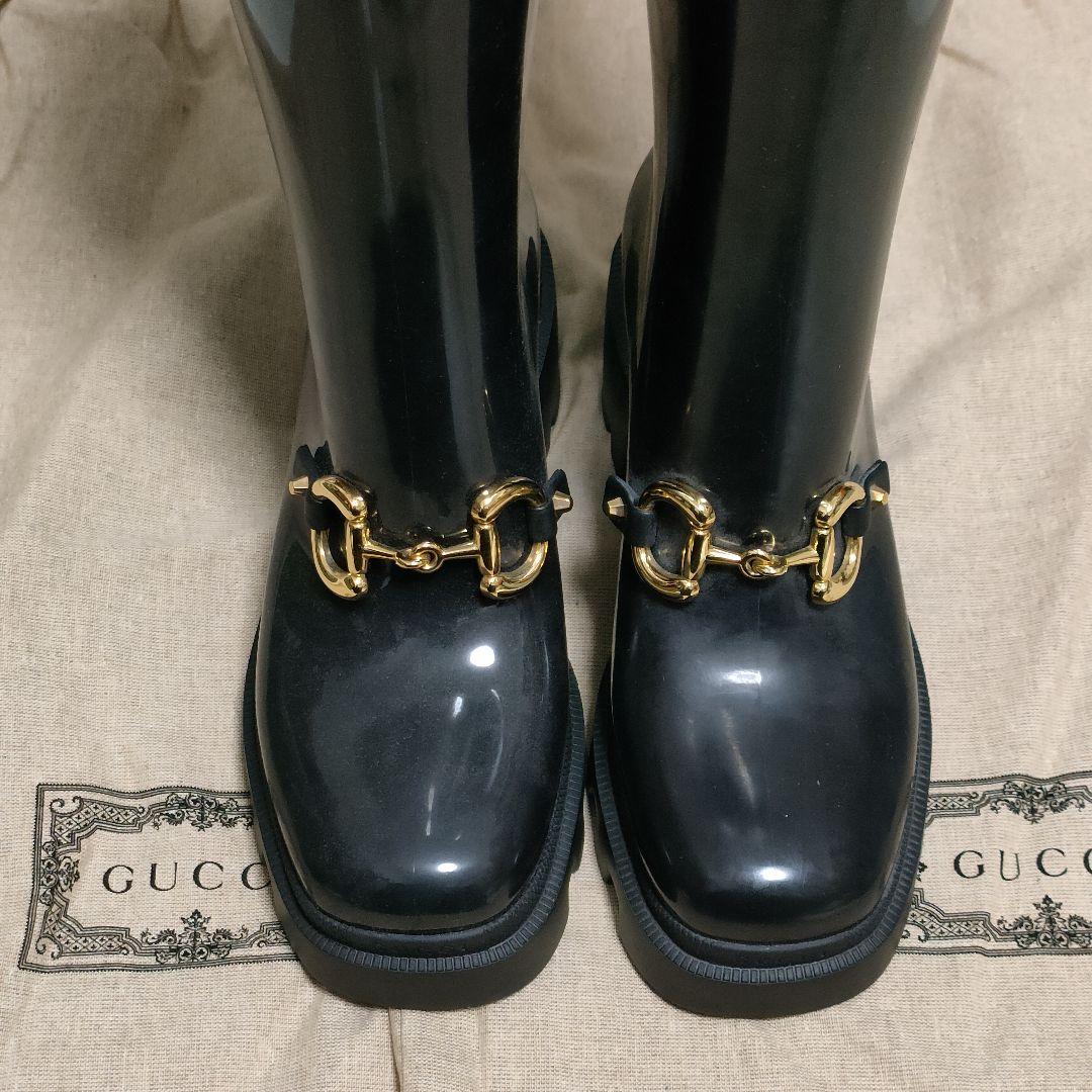 【ファッション通販】 レインブーツ GUCCI ホースビット 36 ブラック 靴