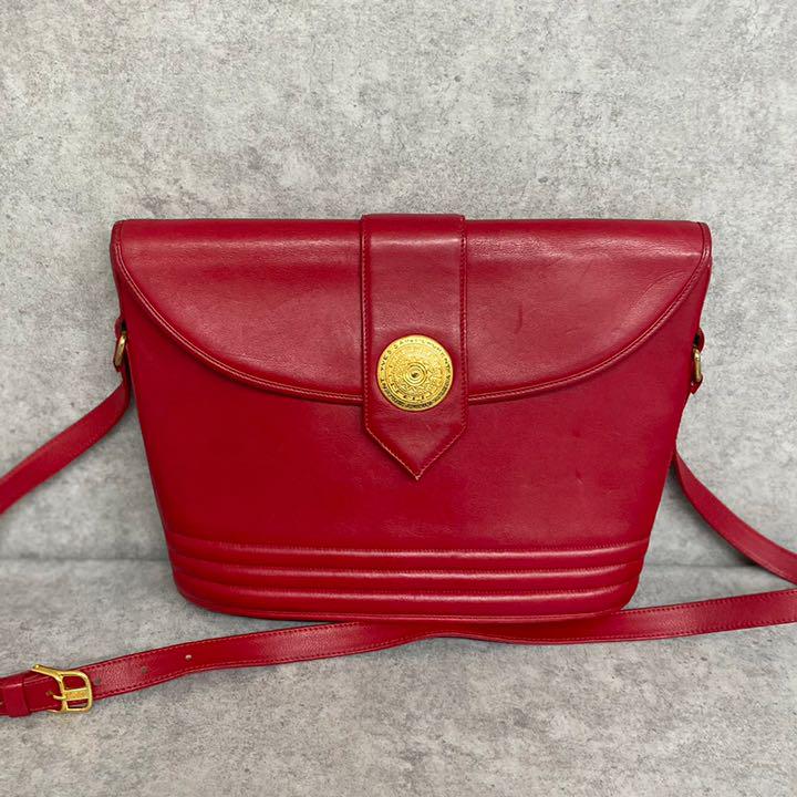 公式 極 美品 レア イヴサンローラン YSLロゴ レザー ショルダーバッグ レッド. - ショルダーバッグ