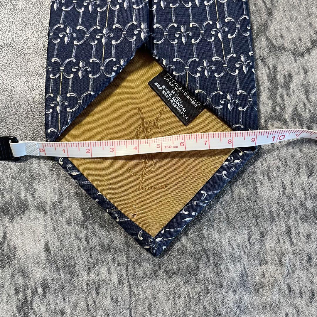 AN014 Yves Saint Laurent ネイビー シルク ネクタイ