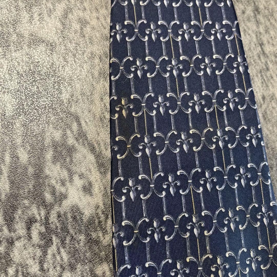 AN014 Yves Saint Laurent ネイビー シルク ネクタイ