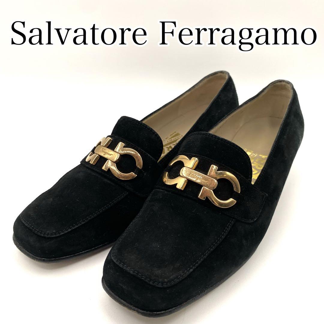 美品　Salvatore Ferragamo ブラック　スエード ローファー