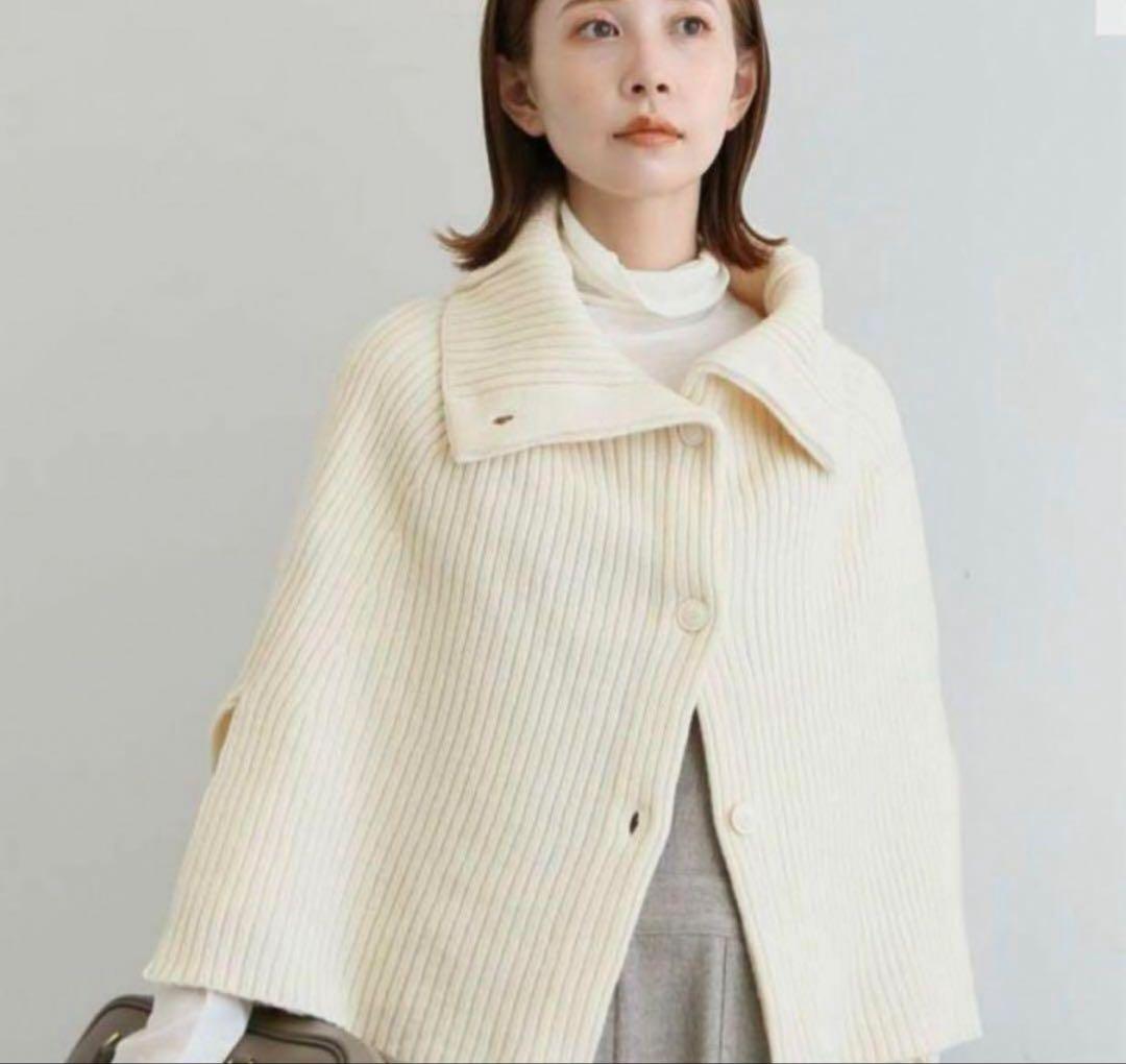 極美品✨スローブイエナ　ファインウール スヌード リブニットポンチョ2023AW