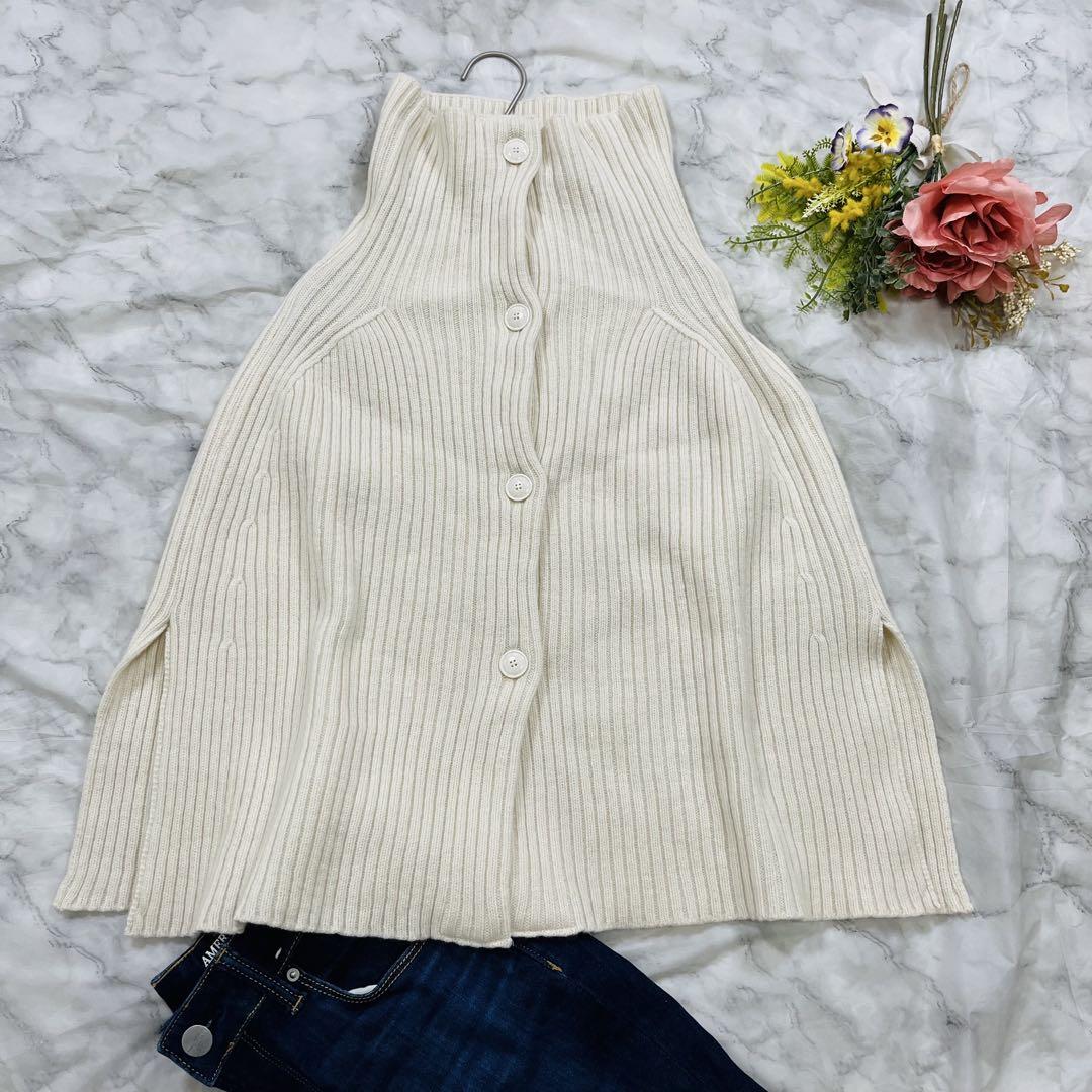 極美品✨スローブイエナ　ファインウール スヌード リブニットポンチョ2023AW
