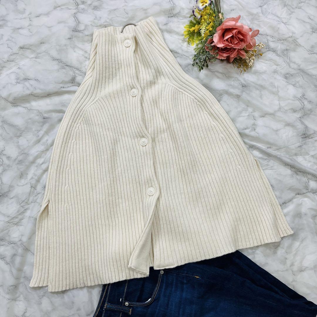 極美品✨スローブイエナ　ファインウール スヌード リブニットポンチョ2023AW