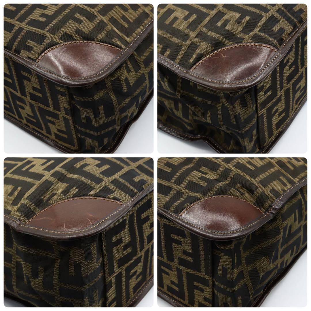 美品　フェンディ　ズッカ柄　ナイロンキャンバス　トートバッグ　ブラウン