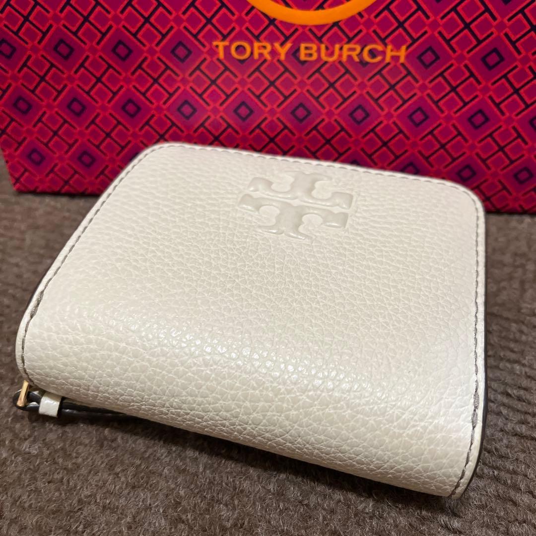 TORY BURCH ホワイトレザー二つ折り財布Tory Burch