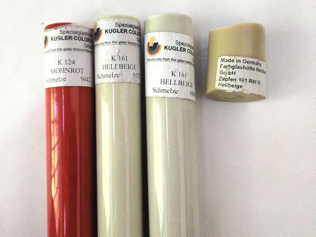 吹きガラス材料 クグラー ロッド(ベージュ&オレンジ)