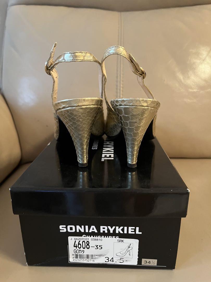 SONIA RYKIEL ゴールドスリングバックパンプス 34.5