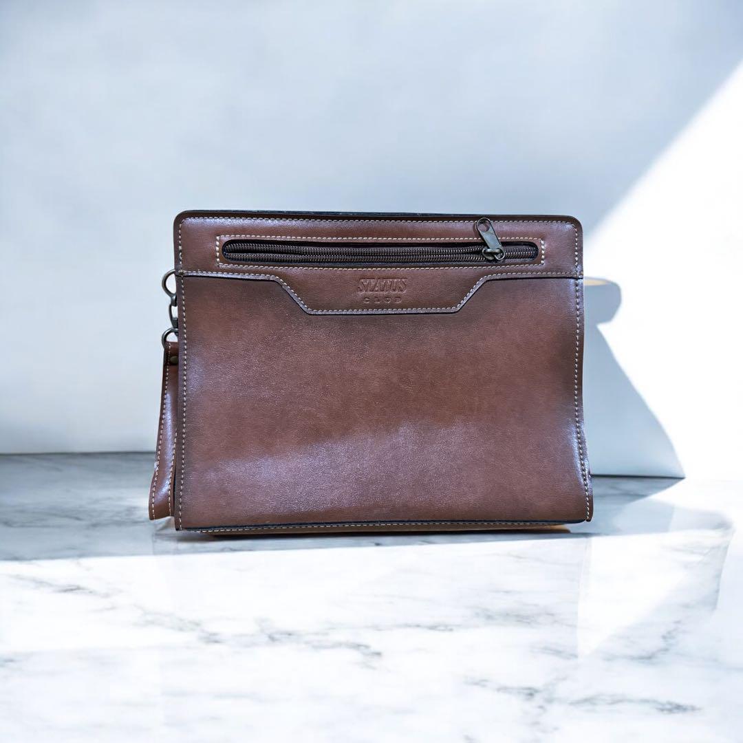 【美品】　メンズ　レザー　本革　クラッチバッグ　STATUS