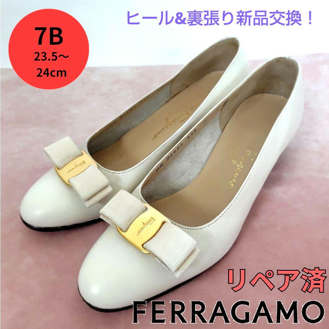 サルヴァトーレ・フェラガモ【Ferragamo】ヴァラ パンプス 白