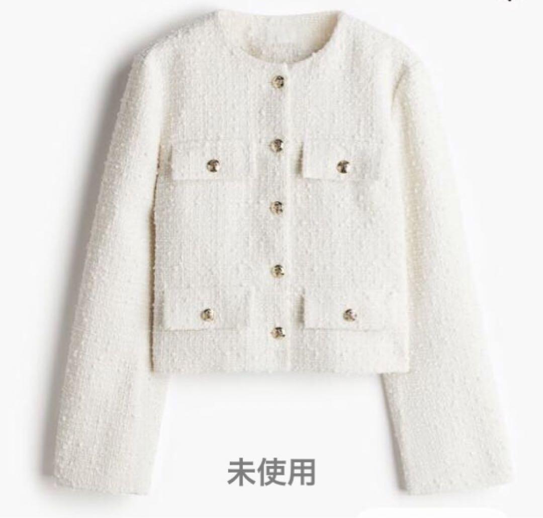オープニング 大放出セール H&M ツイードノーカラージャケットXS セット ツイードスカート34(XS) ジャケット・アウター