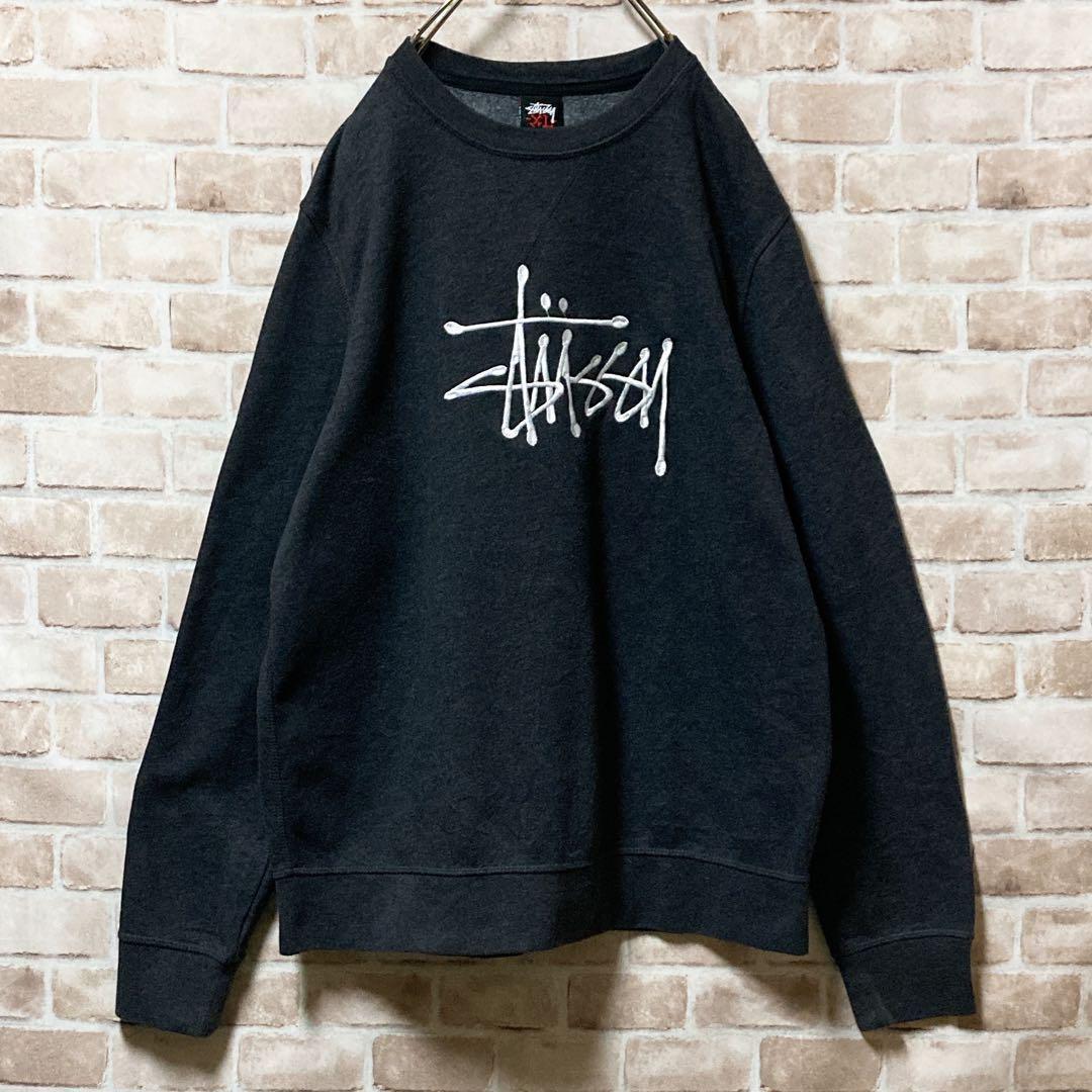 stussy ステューシースウェットビックロゴ刺繍ブラック