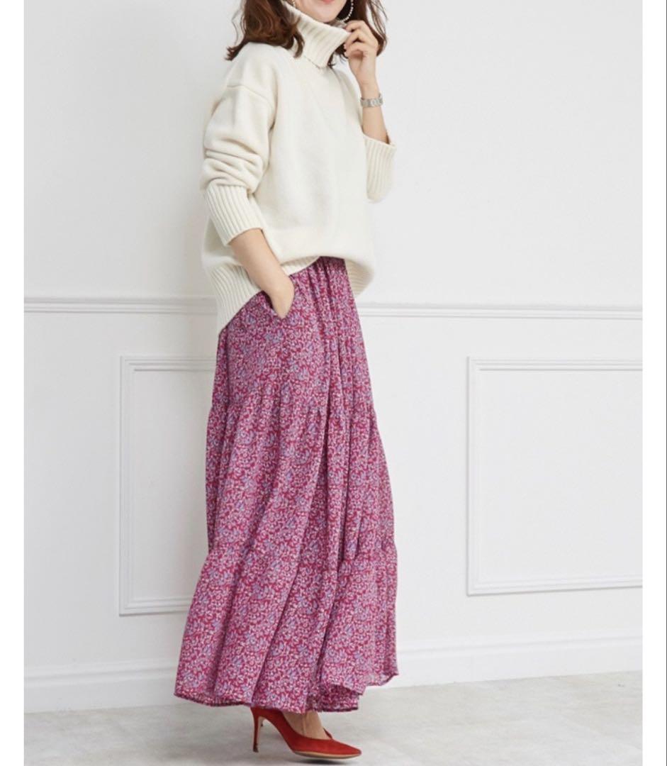 フラワーシフォンマキシスカート