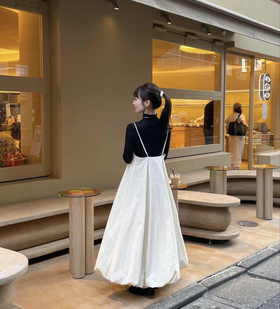 hinari バルーンシルエットワンピース アイボリー フリーサイズ