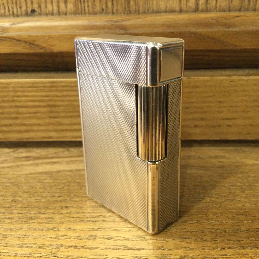 Y）S.T.DUPONT ライン1 ダイヤ柄シルバー ローラー ガスライター
