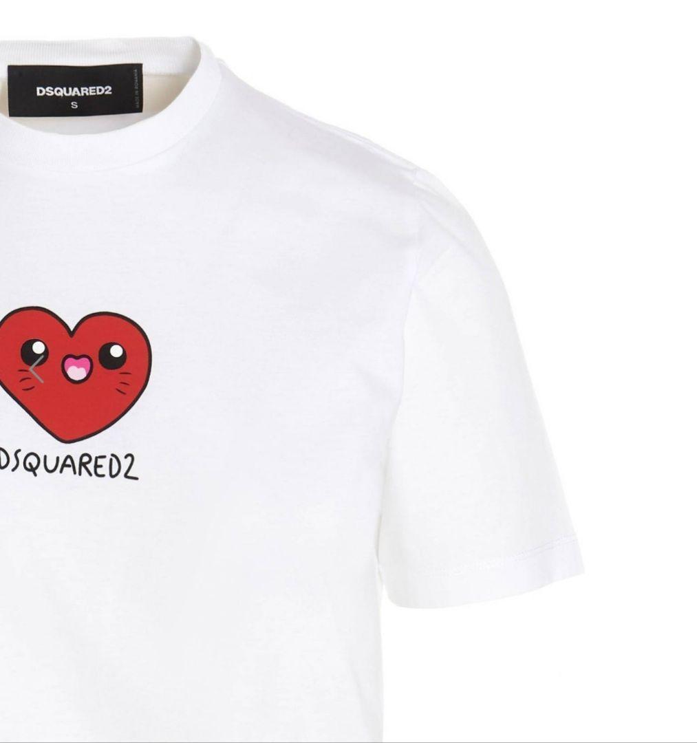 D SQUARED2* ハートロゴ プリント コットン 半袖Tシャツ ハート D SQUARED2(ディースクエアード) トップス(メンズ