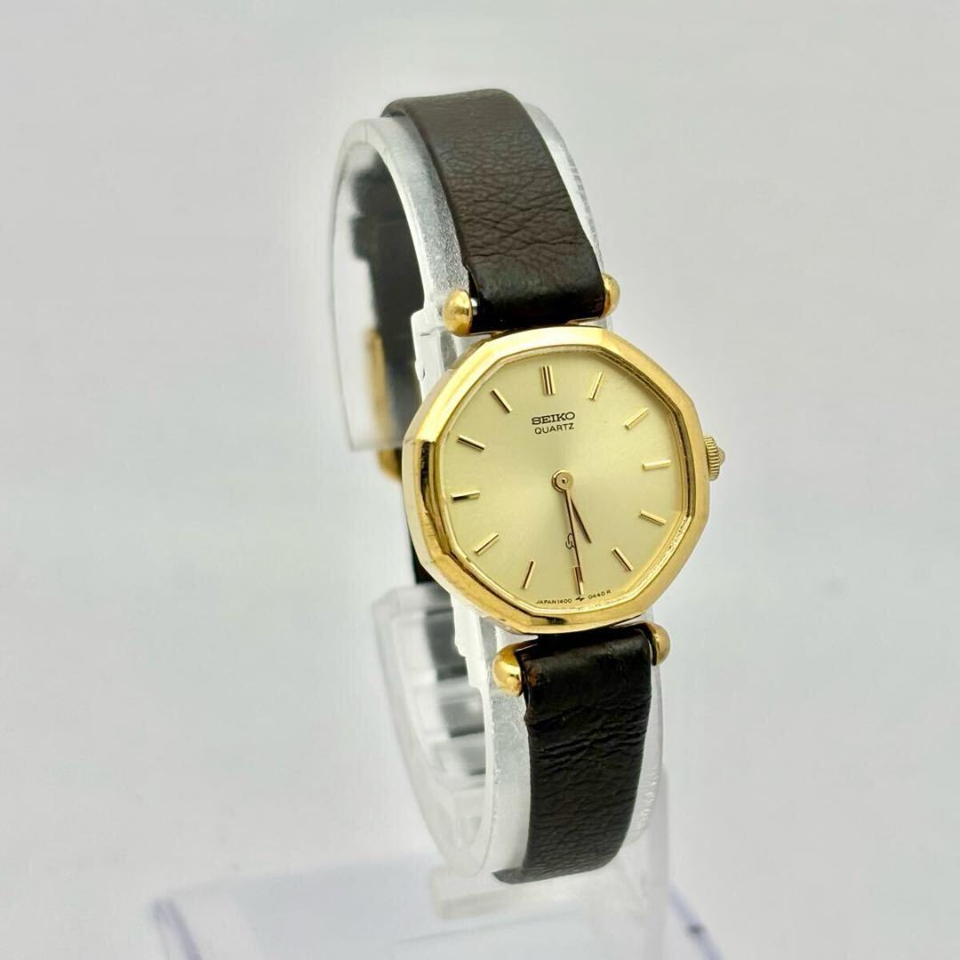 新品電池】SEIKO ゴールド レディース 腕時計 ドレス オクタゴン