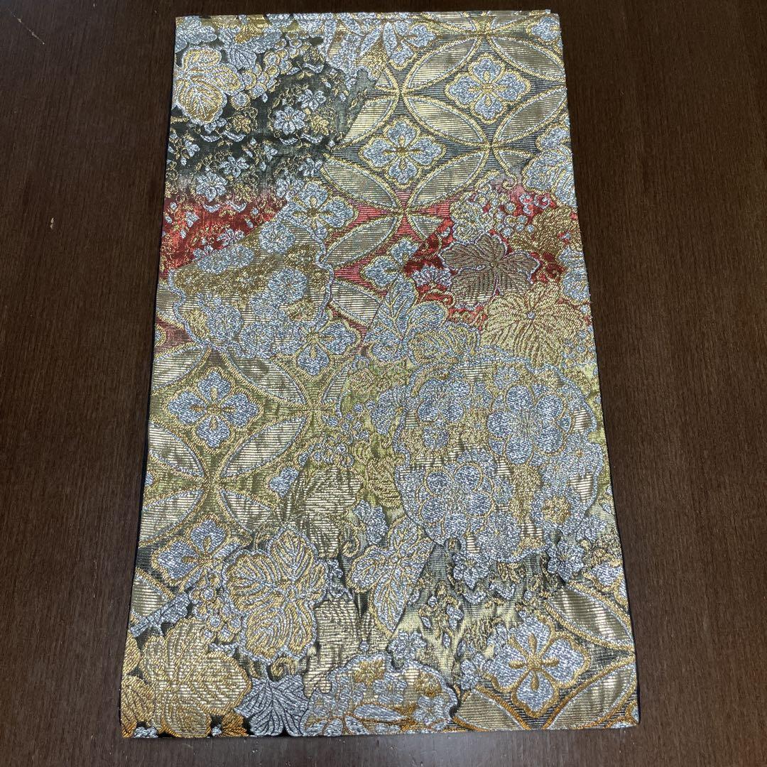 平和屋着物◎六通柄袋帯 雪輪花鳥文 金銀糸 正絹 逸品