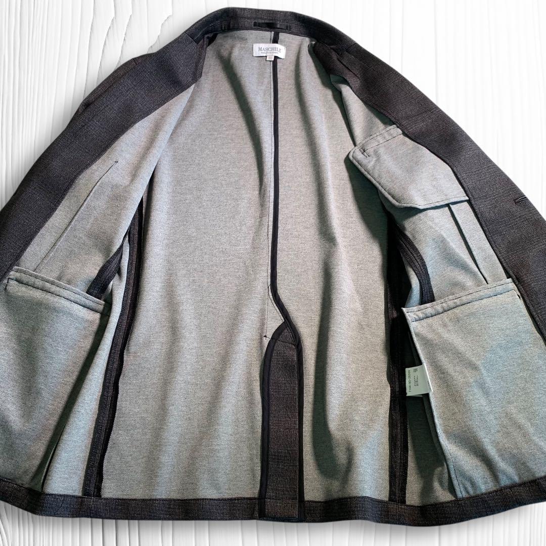 MASCHILE Lサイズ ストレッチスーツ 春夏 セットアップスーツ グレー