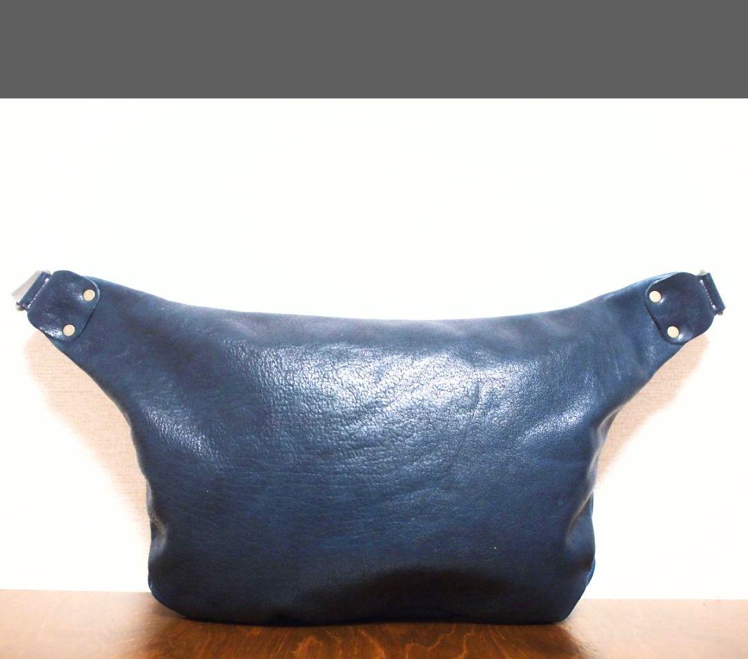 ★匠職人／ハンドメイド★　本革　ボディ　クリーマー加工　特大ブルー　★新品★