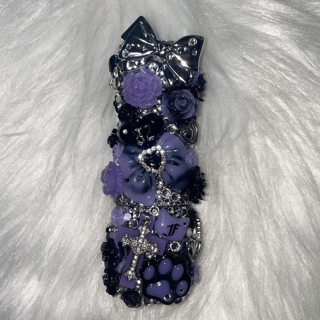 ★ iQOSケース デコ black×purple 【110】
