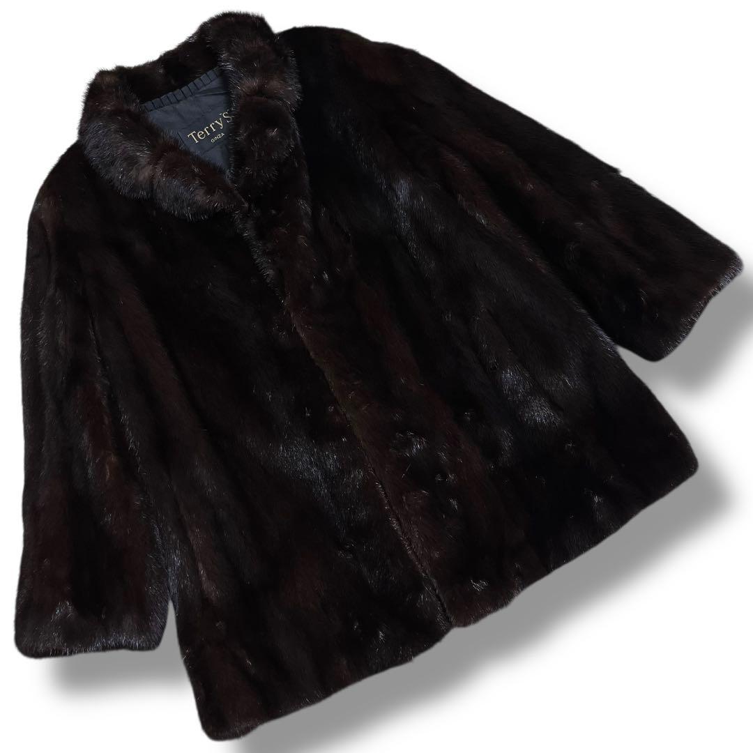 総丈77㎝ ブラックグラマミンク コート L相当 ツヤ毛並み◎ なめし柔らか