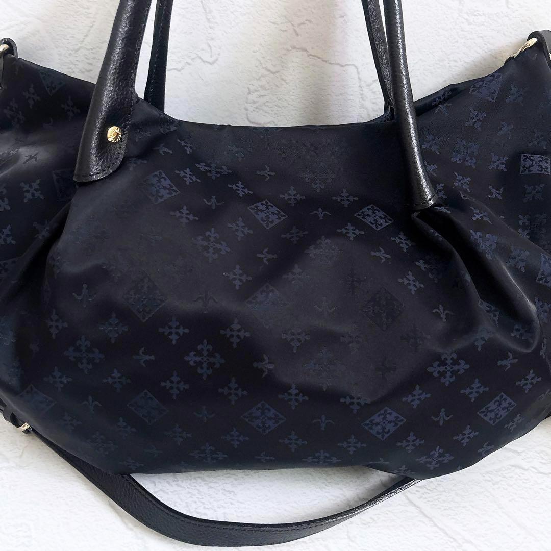 《美品》russet モノグラム ハーフムーン 2wayバッグ ブラックネイビー
