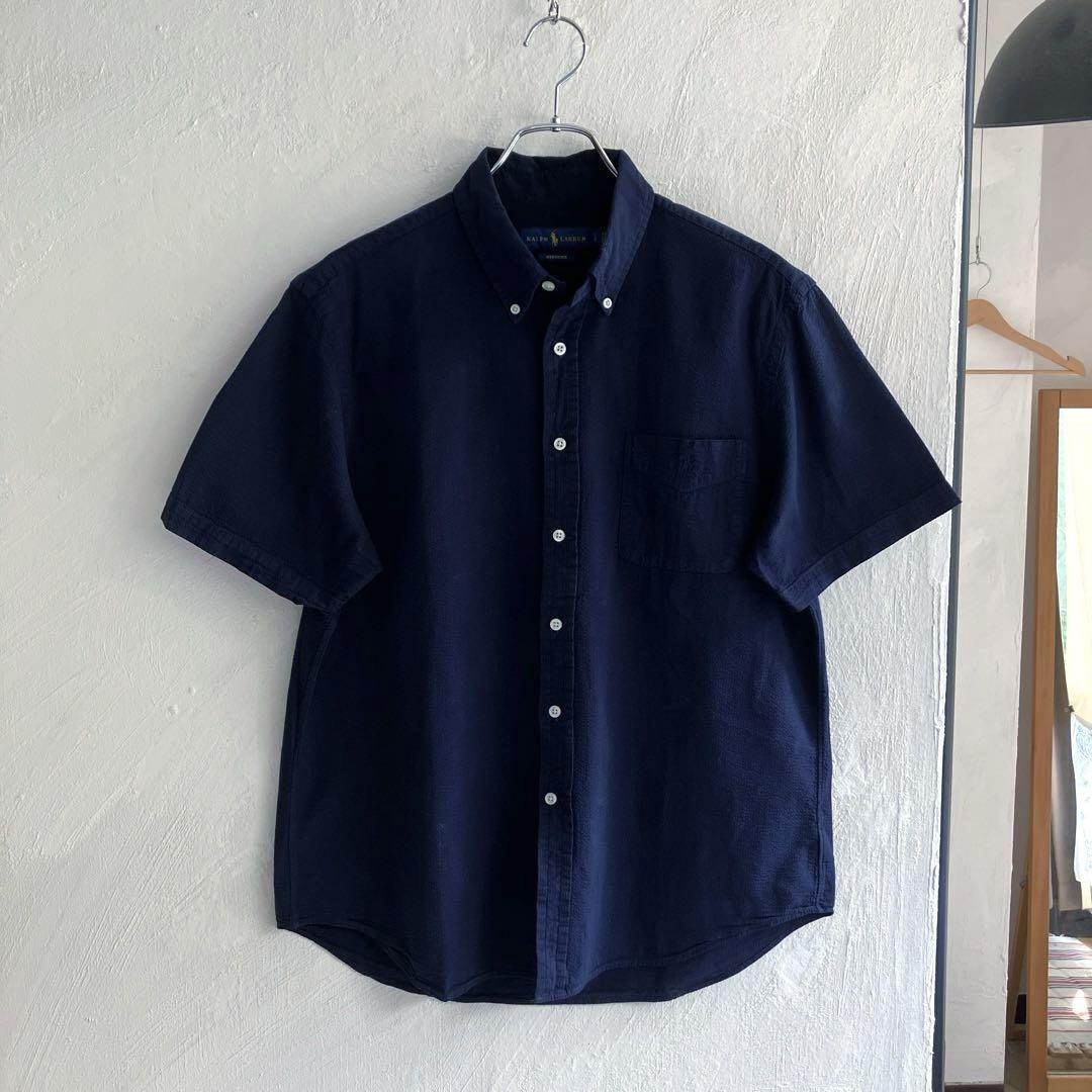 美品 現行タグ Ralph Lauren インディゴ BD シアサッカーシャツ