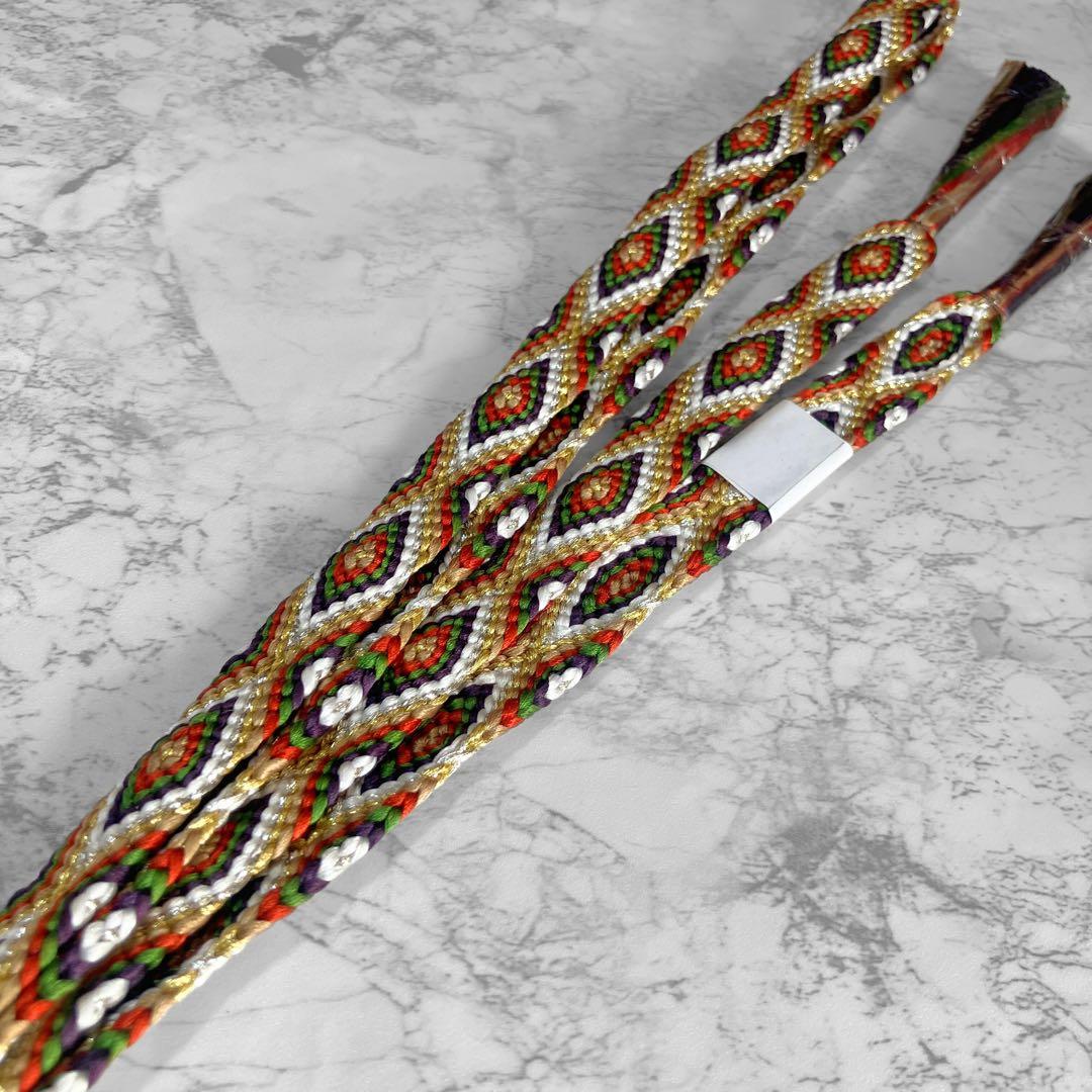 【未使用】絹 帯締め☆〈有職組紐〉唐組 白×深紫×萌葱色×朱橙×薄茶×金銀 高級 【未使用】絹 帯締め☆〈有職組紐〉唐組 白×深紫×萌葱色×朱橙×薄茶×金銀 高級