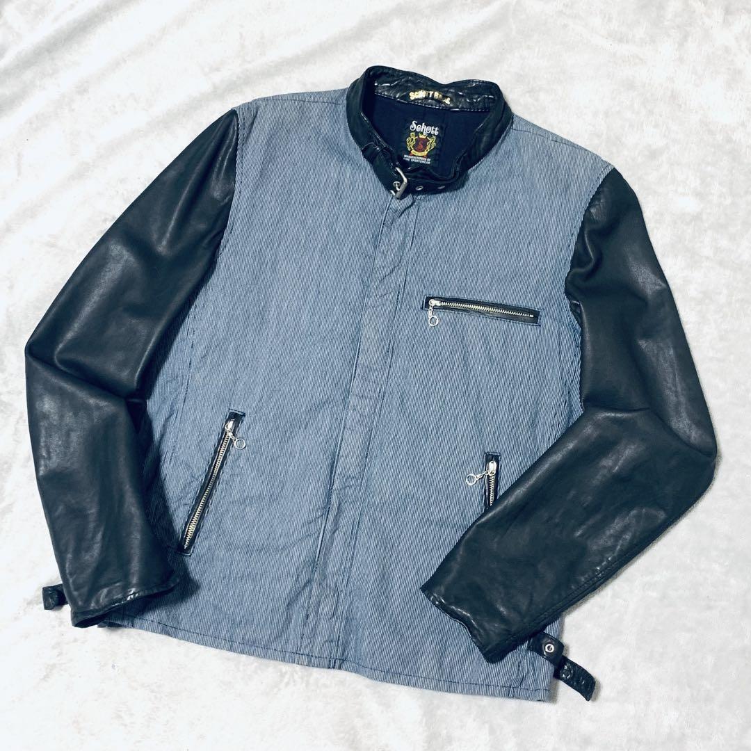 Schott Riders Jacket Denim&Leather 切り替えL