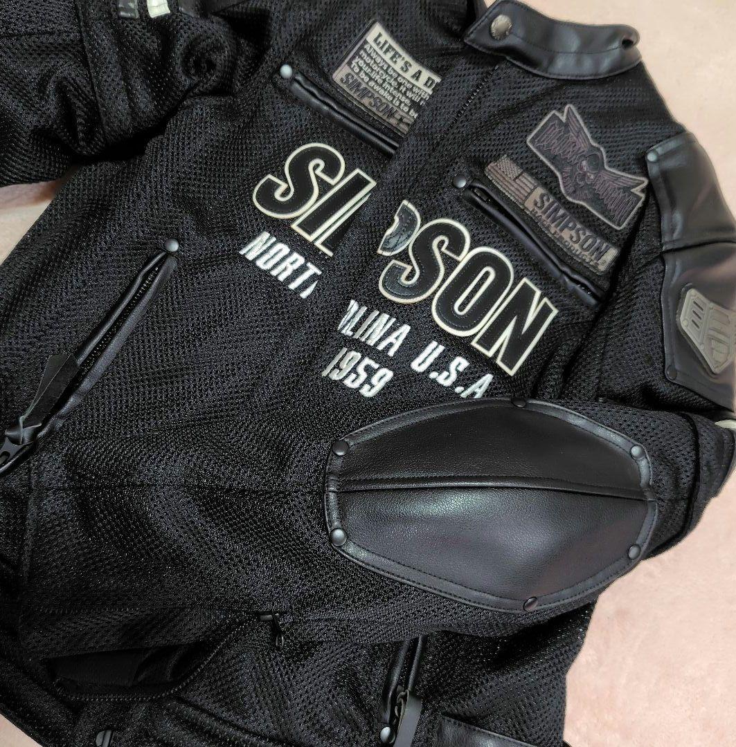 美品 希少 シンプソン バイクジャケット 胸 肘 肩 脊椎 プロテクター装備