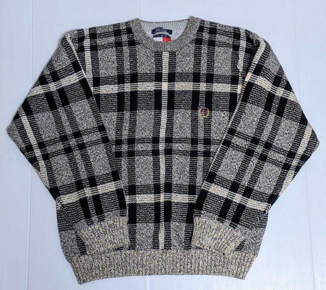 美品 90s TOMMY HILFIGER トミーヒルフィガー チェックニット 美品 90s TOMMY HILFIGER トミーヒルフィガー チェックニット