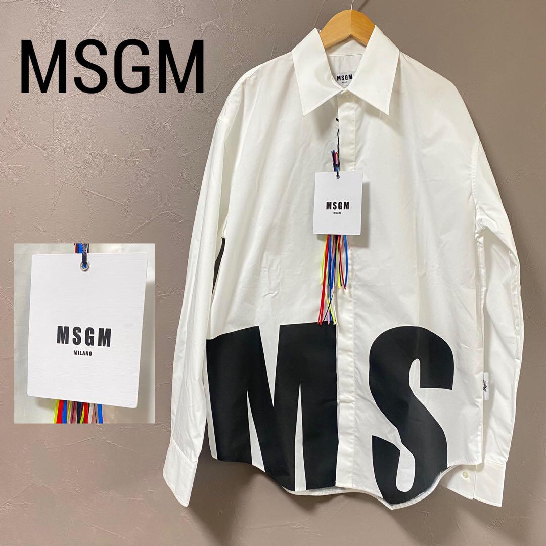 メーカー公式ショップ】 MSGM 新品 シャツ 白 プリント コットン