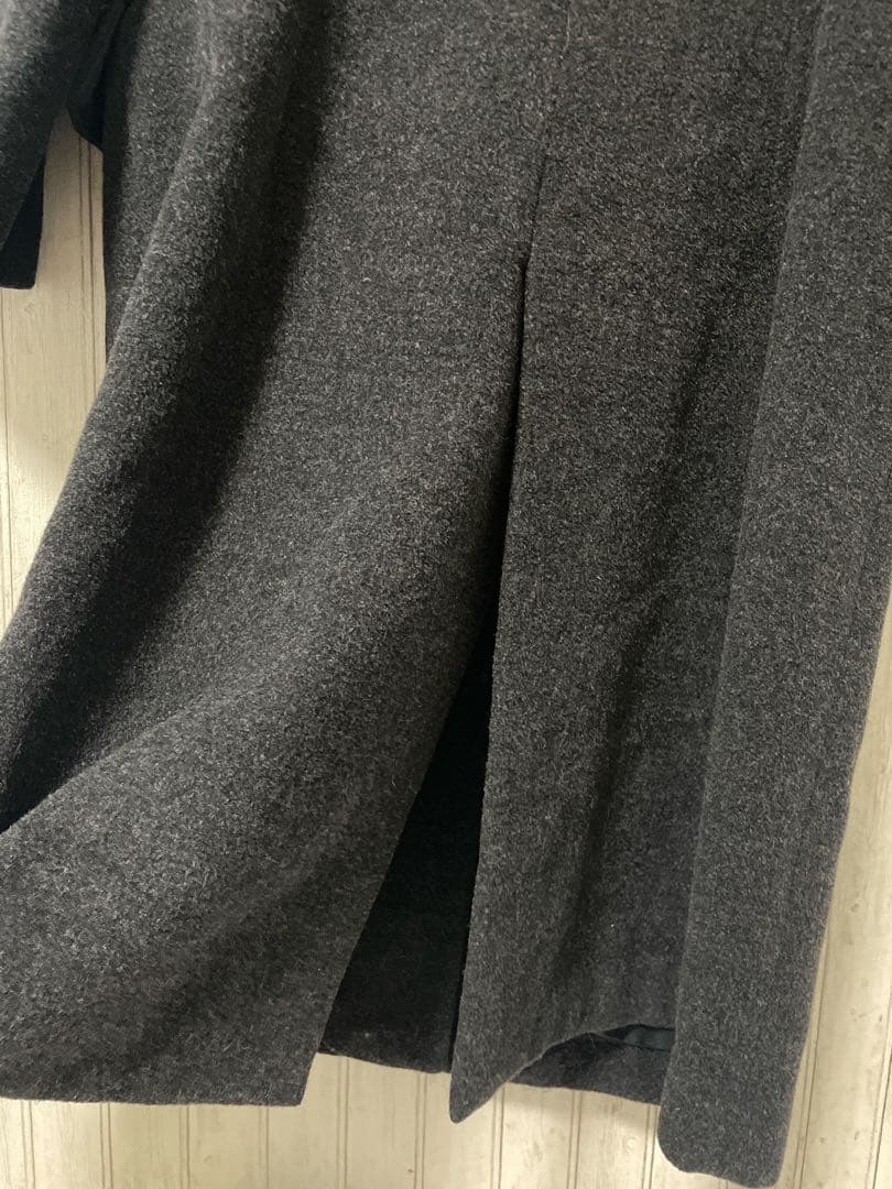 美品ノーベスパジオ　ファー付きロングコート　黒M ウール100% ラビットファー