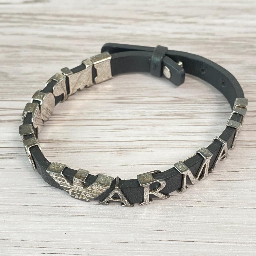 EMPORIO ARMANI ブラックレザーブレスレット