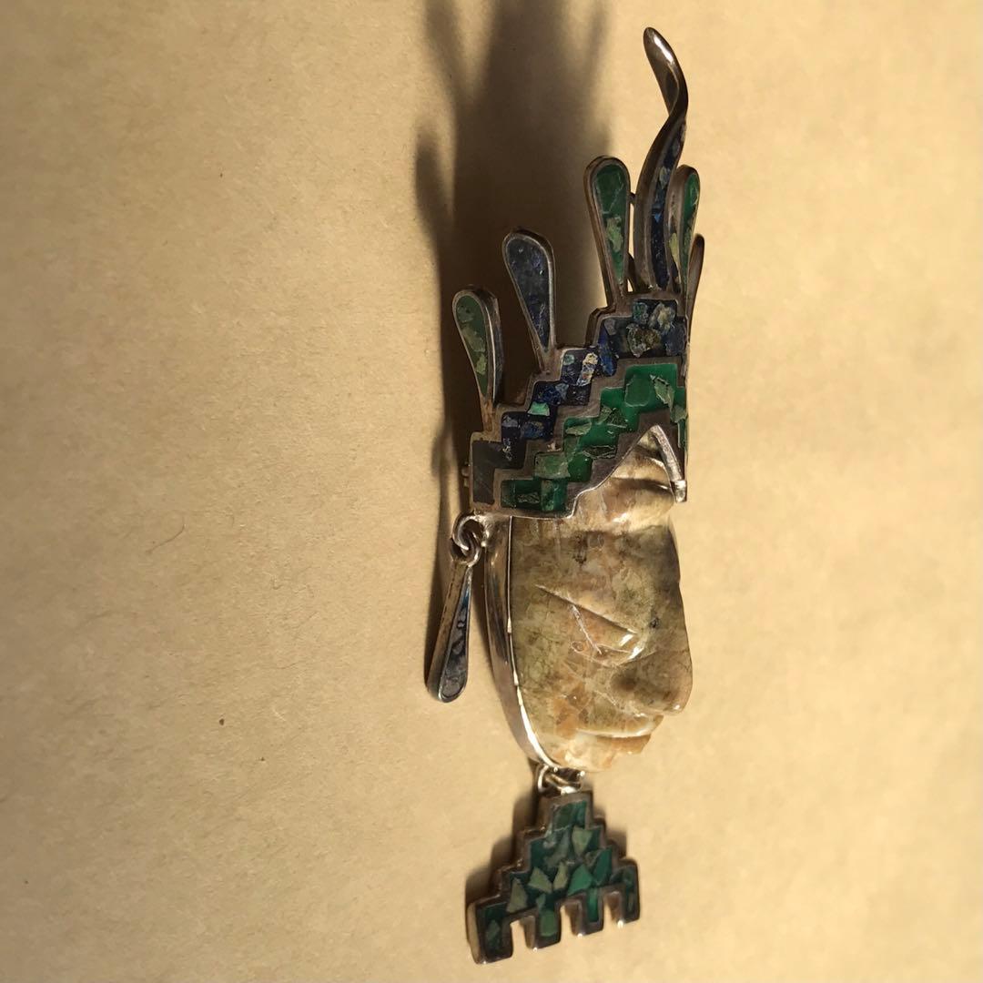 メキシコ フェイス マスク ブローチ 925 シルバー Mexico vtg メキシコ フェイス マスク ブローチ 925 シルバー Mexico vtg