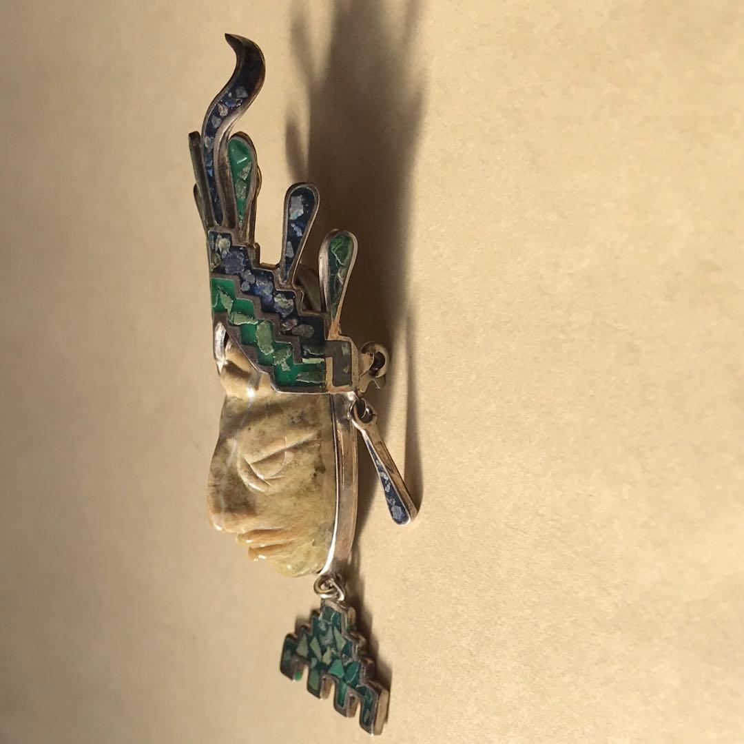 メキシコ フェイス マスク ブローチ 925 シルバー Mexico vtg メキシコ フェイス マスク ブローチ 925 シルバー Mexico vtg