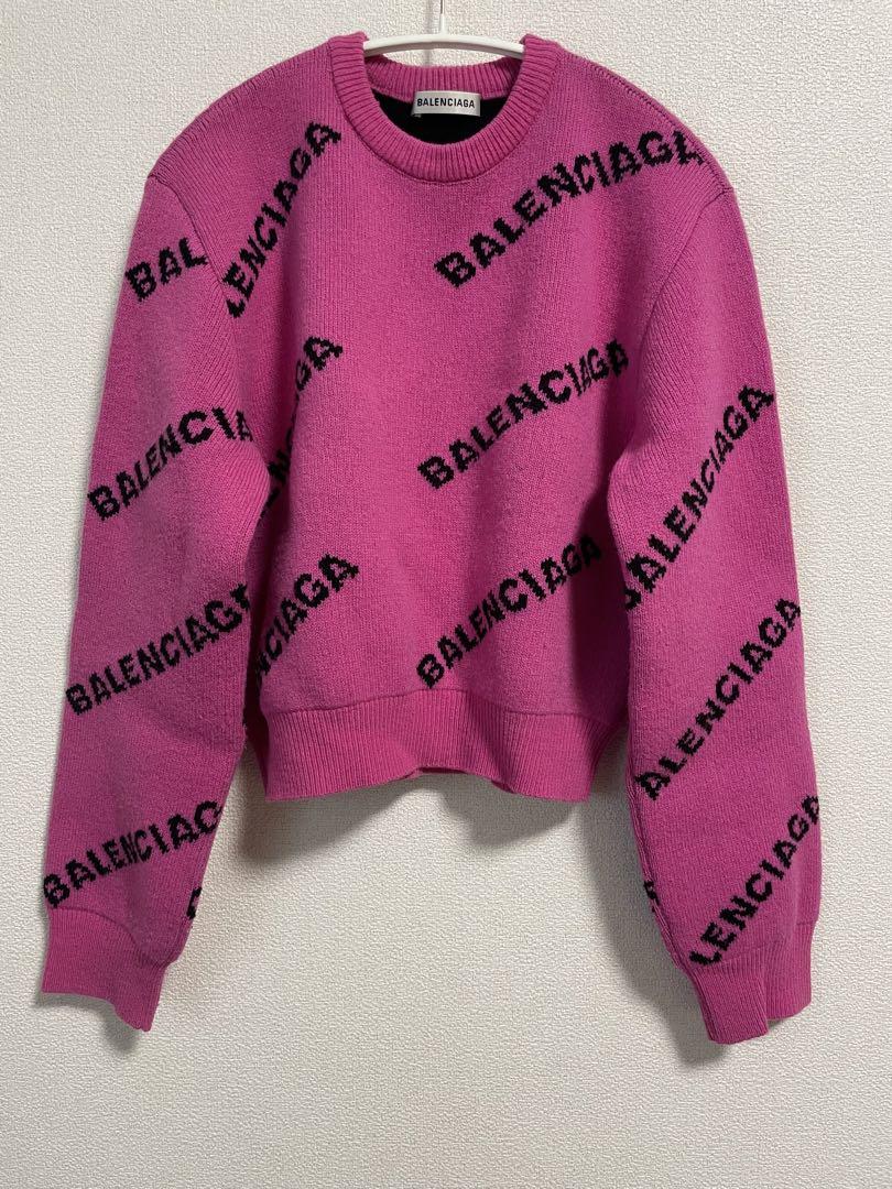 BALENCIAGA バレンシアガ　ロゴニットセーター　ピンク　34