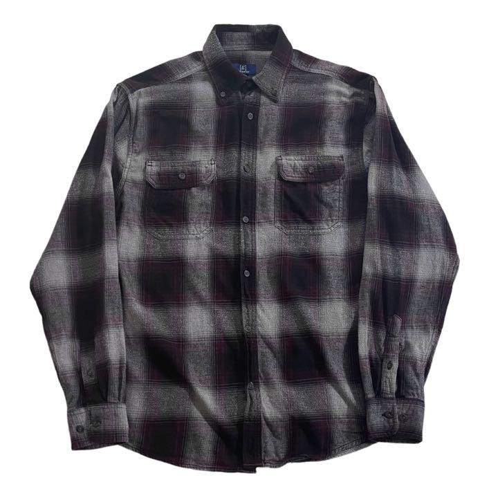 90s GEORGE オンブレチェック ボタンダウン 長袖シャツ ビンテージ