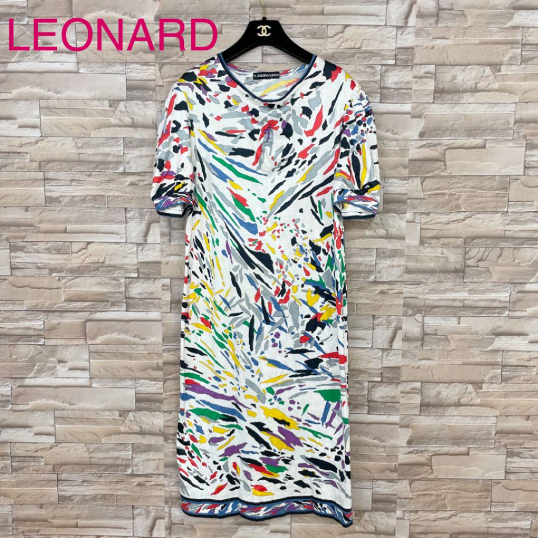 レオナール LEONARD 半袖ワンピース 綿100%