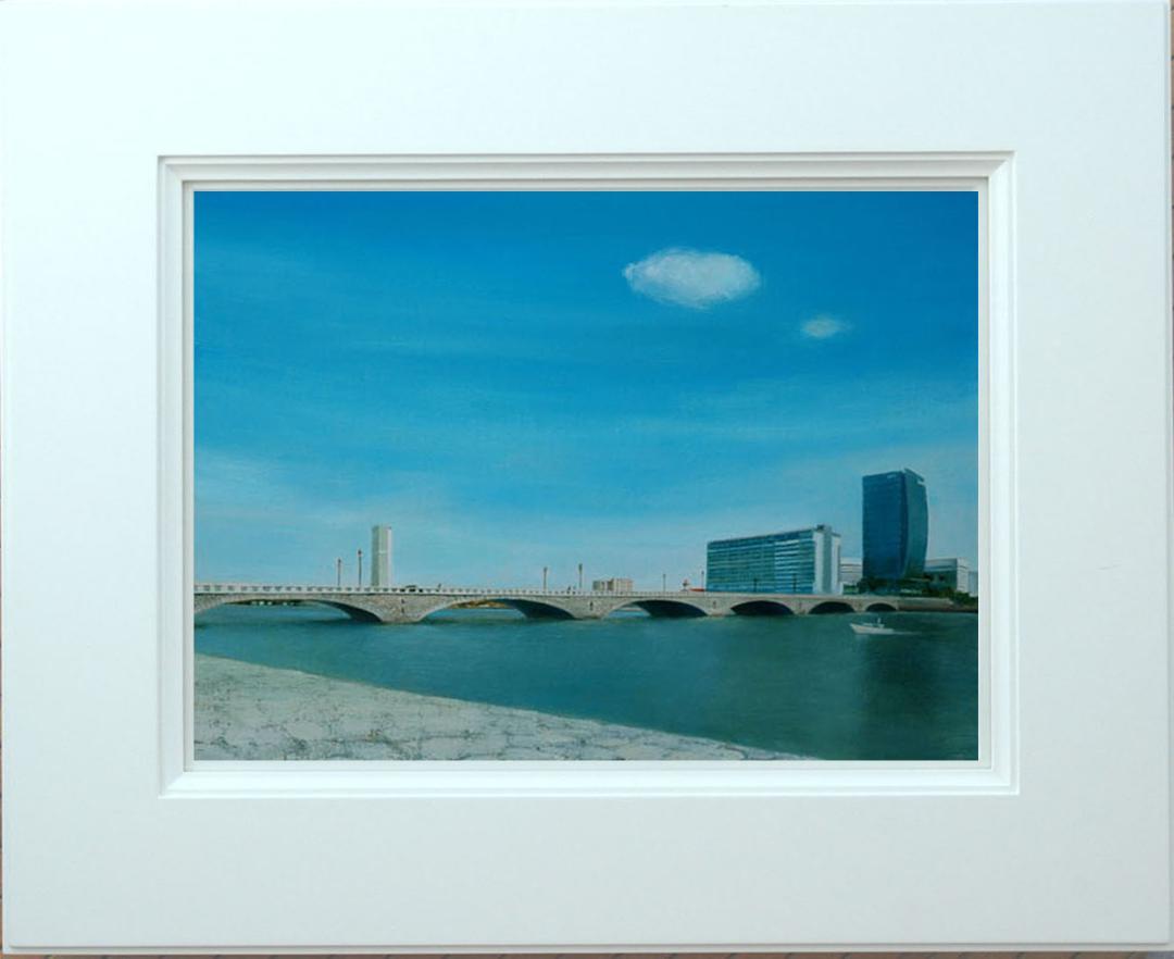 絵画 インテリア　絵　油絵　F6-080314　風景（万代橋　新潟）