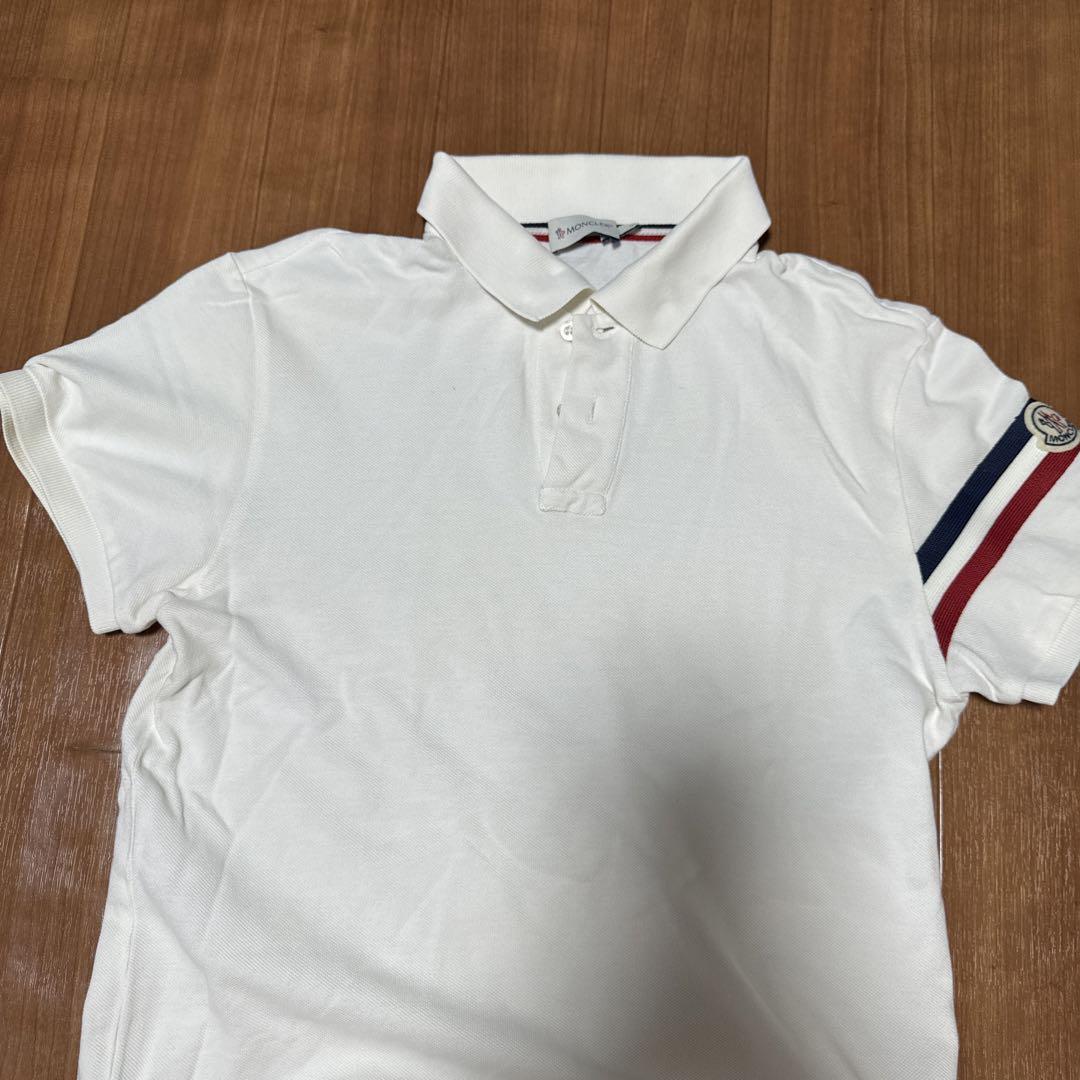 【美品✨️】MONCLER モンクレール ホワイト ポロシャツ トリコロール MONCLER モンクレール ポロシャツ トリコロール ワッペン