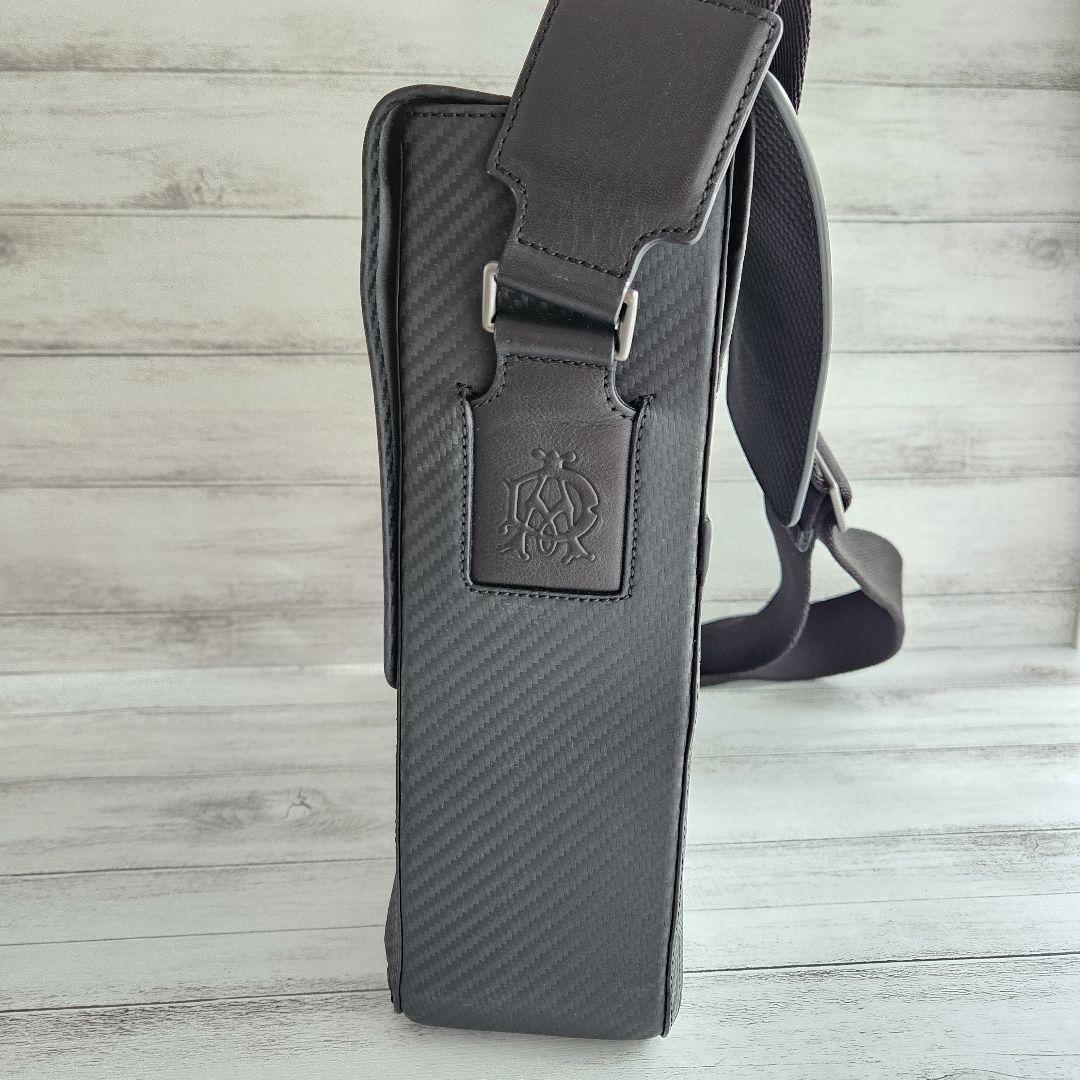 dunhill カーボン調ショルダーバッグ 調節可能 黒 ブラックダンヒル 美品