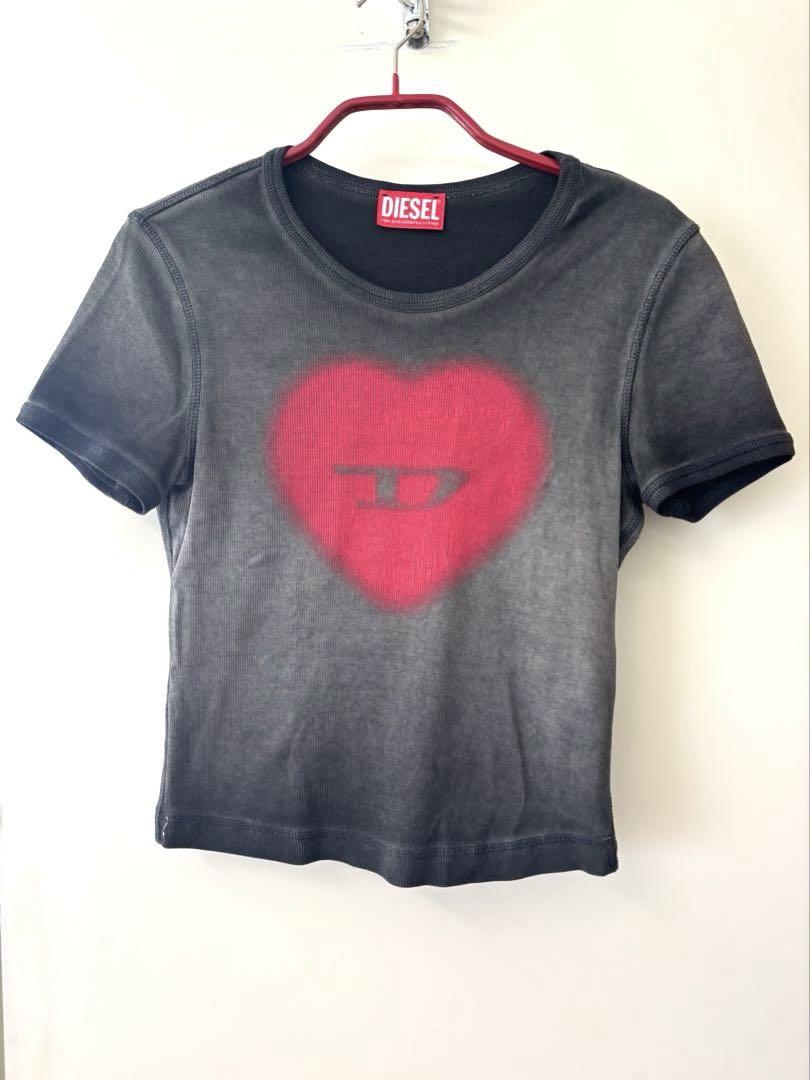 DIESEL ハートプリント クロップドTシャツ