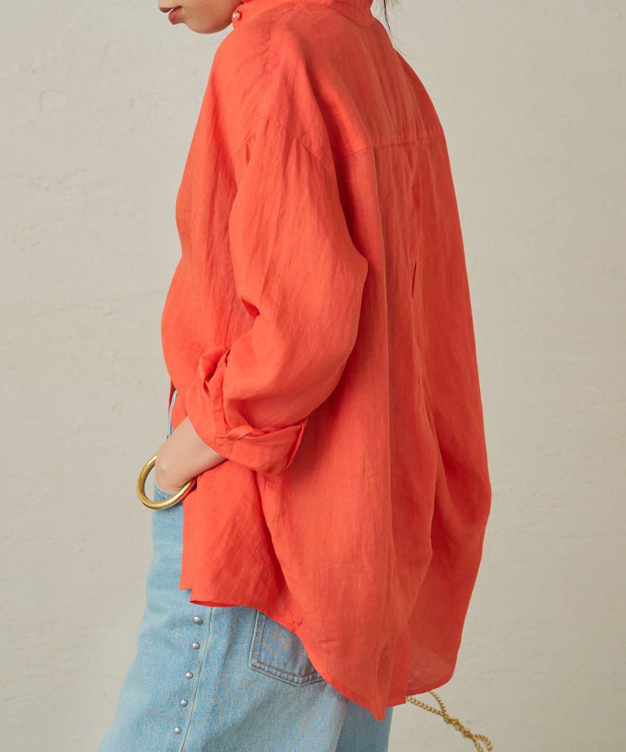 新品　Loungedress リネンバックタイシャツ　ラウンジドレス　オレンジ