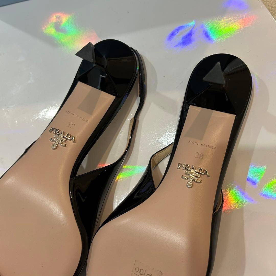 PRADA パテントレザー スリングバック パンプス 正規品 3825cm・PRADA KIN-KAAI_COM