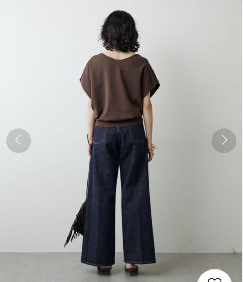 Whim Gazette ホールガーメントVネックプルオーバー美品ネイビー Whim Gazette ホールガーメントVネックプルオーバー美品ネイビー