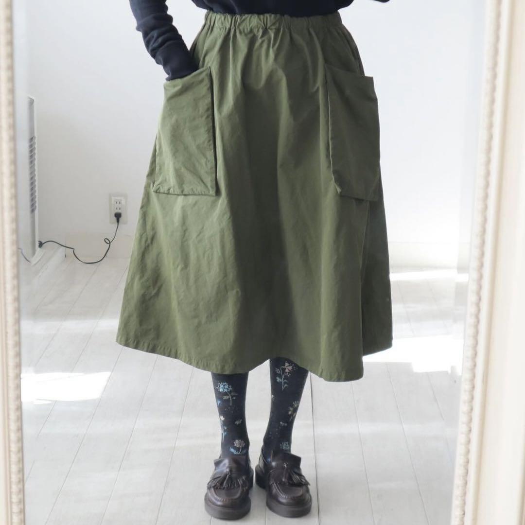 R&D.M.Co- 新作 ガーメントダイポケットスカート カーキ